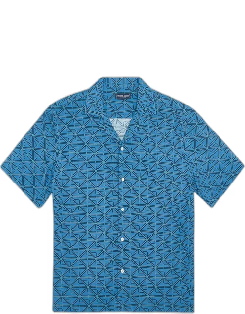Fc Monograma Roberto Linen Shirt Chateau Blue & Topaz Teal