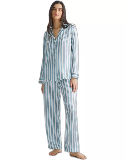 Derek Rose Women's Pyjamas Brindisi 90 Silk Satin Blue
