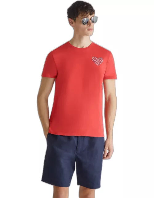 Derek Rose Men's T-Shirt Ripley 15 Pima Cotton Red