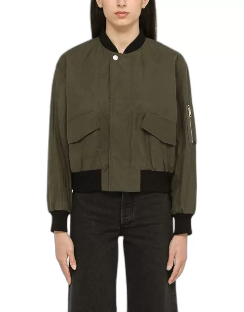 Khaki cotton bomber jacket
