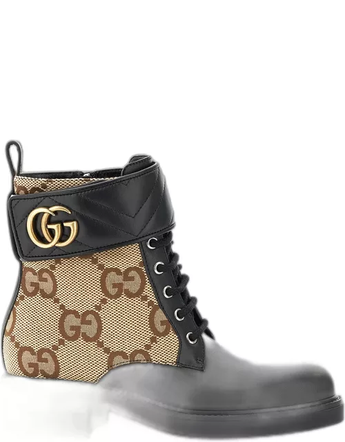 Marmont GG Canvas Lace-Up Bootie