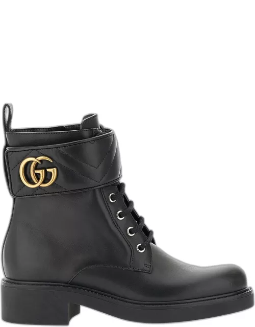 Marmont GG Leather Lace-Up Bootie