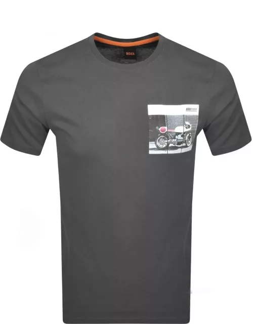 BOSS Tee Motor Logo T Shirt Grey