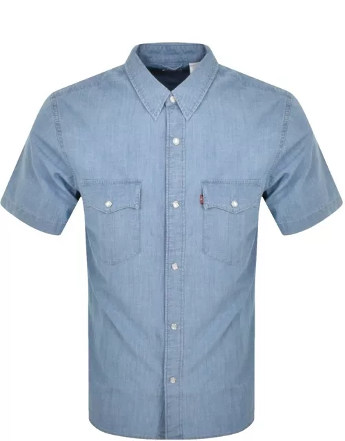 Levis Western Short Sleeved Shirt Blue