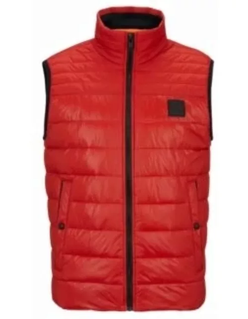 Water-repellent gilet in gloss and matte fabrics- Red Men's Casual Jacket