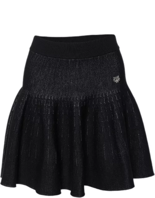 Kenzo Black Wool & Cotton Knit Skater Mini Skirt