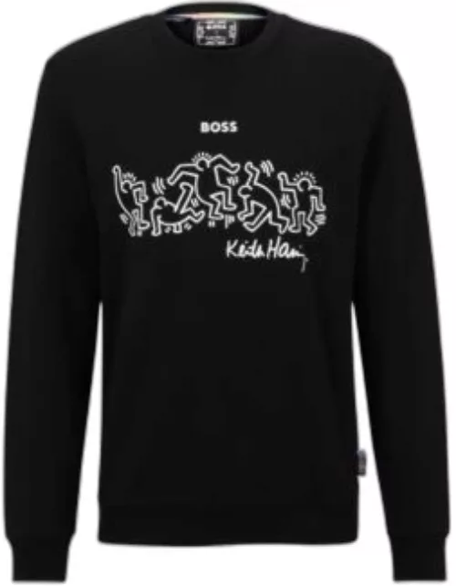 BOSS x Keith Haring gender-neutral cotton-blend sweatshirt with special artwork- Black Women's Sweatshirt