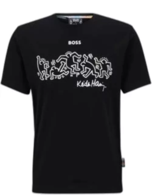 BOSS x Keith Haring gender-neutral T-shirt with special logo artwork- Black Women's T-Shirt