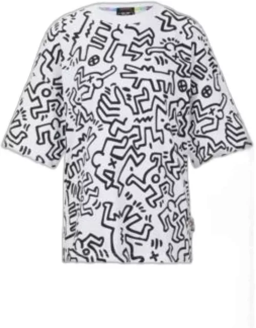 BOSS x Keith Haring gender-neutral graphic T-shirt in cotton jersey- White Women's T-Shirt