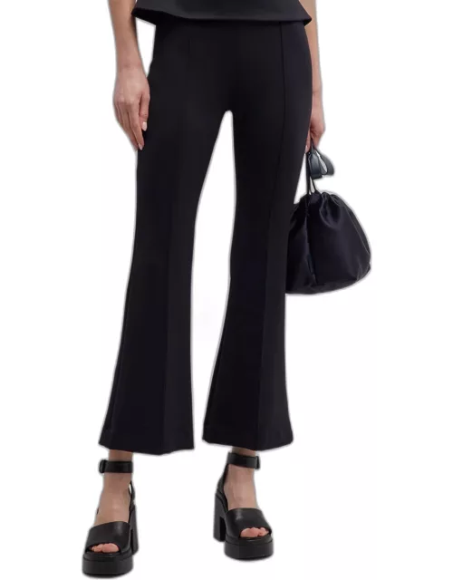 Pintuck Scuba Pull-On Cropped Flare Pant