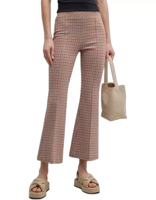 Houndstooth Pull-On Cropped Flare Pant