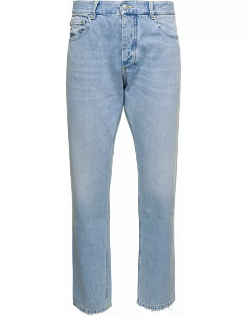 Icon Denim kanye Light Blue 5-pocket Jeans With Logo Patch In Cotton Denim Man