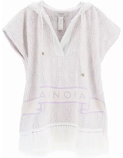 AGNONA TERRY PONCHO WITH CHAIN MOTIF