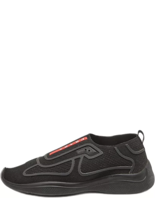 Prada Black Knit Fabric Technical Bike Slip On Sneaker