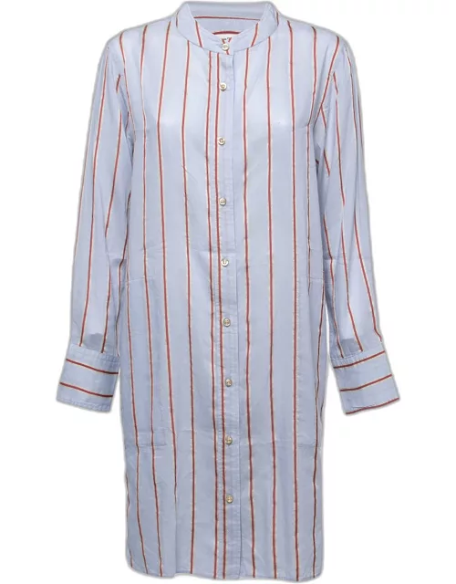 Isabel Marant Etoile Blue Striped Cotton Blend Yucca Shirt Dress