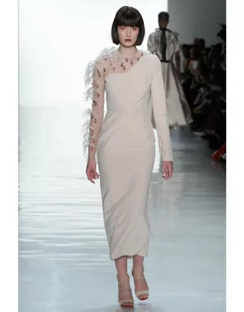 Bibhu Mohapatra Crystal and Feather Faille Dres