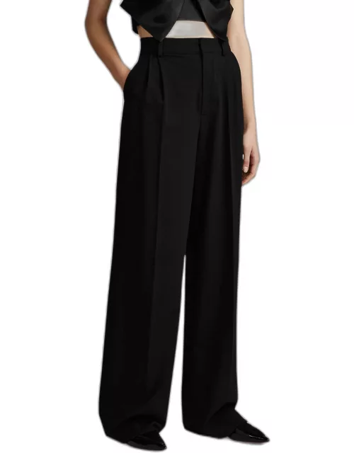 Pleated High-Rise Wide-Leg Pant