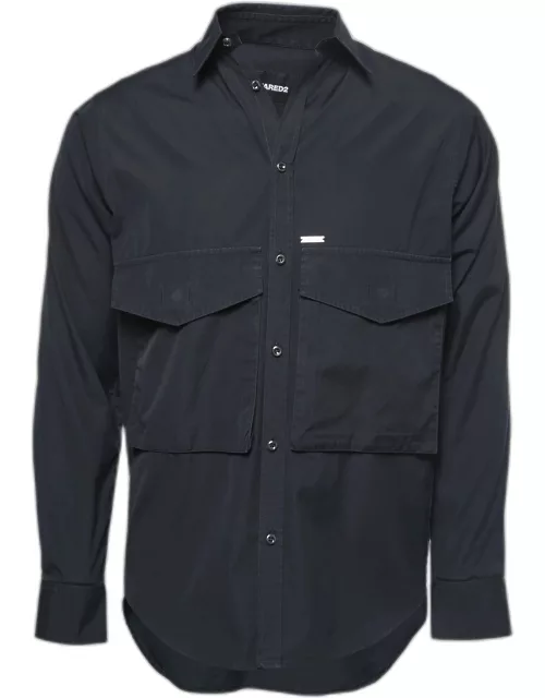 Dsquared2 Black Cotton Pocket Detailed Button Front Shirt