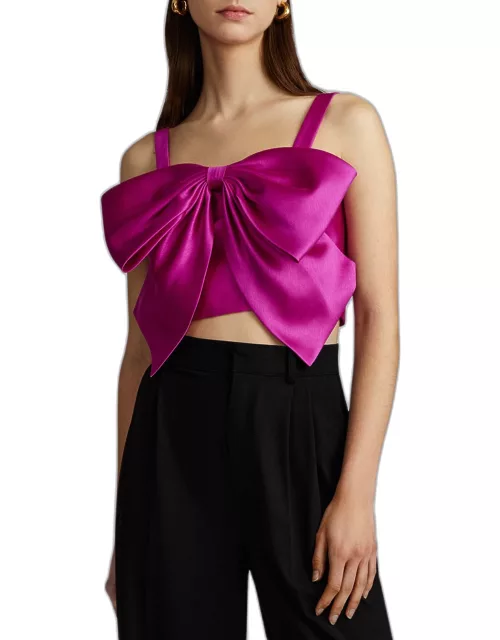 Sleeveless Cropped Bow-Front Top