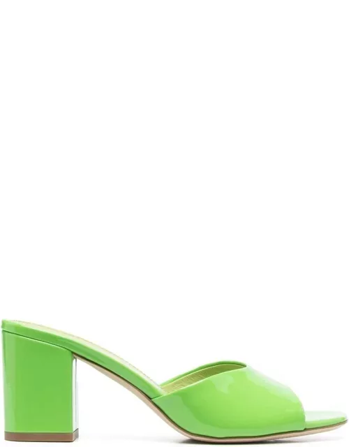 Paris Texas anja Green Mules With Block Heel In Patent Leather Woman