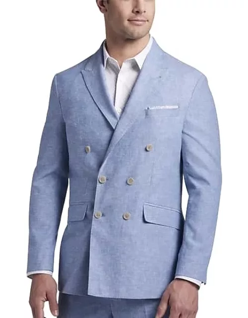 JOE Joseph Abboud Slim Fit Double Breasted Linen Blend Men's Suit Separates Jacket Dusty Blue
