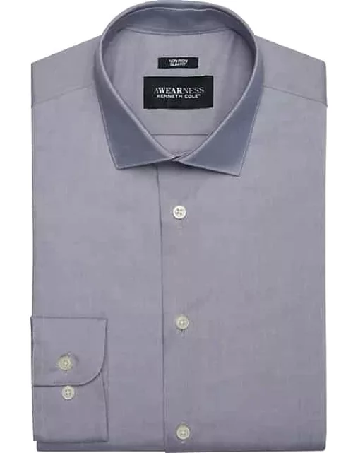 Awearness Kenneth Cole Big & Tall Men's Slim Fit Spread Collar Dress Shirt Blue Deni