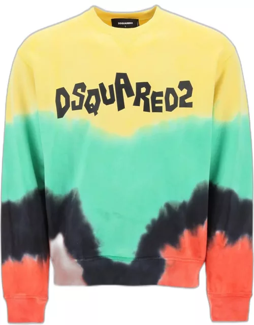 DSQUARED2 tie-dye crew-neck sweatshirt with logo print