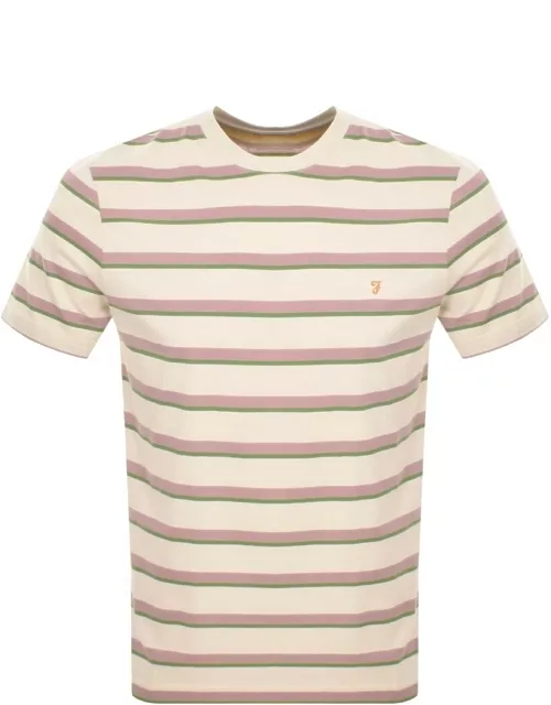 Farah Vintage Coxsone Multi Stripe T Shirt Beige