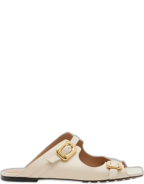 Stretch Smooth Leather Buckle Sandal