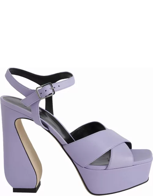 Lilac sandals with sculpted hee