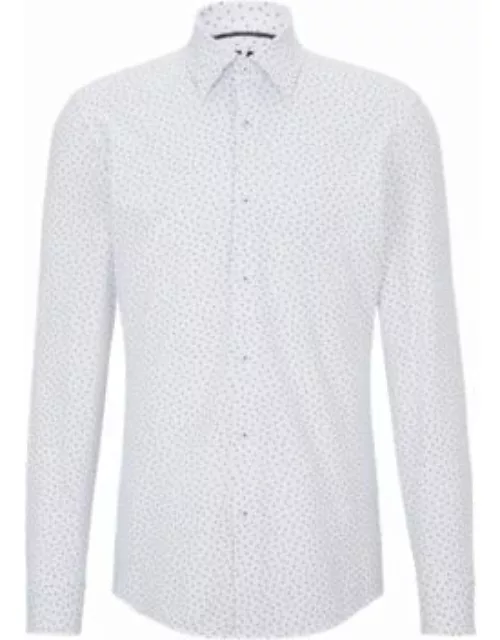 Slim-fit shirt in patterned performance-stretch fabric- White Men's Shirt