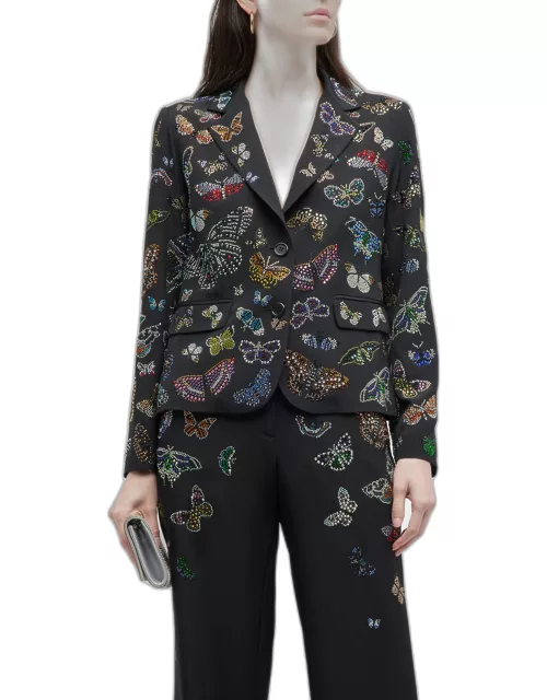 Millions Of Butterflies Short Blazer with Crystal Detai