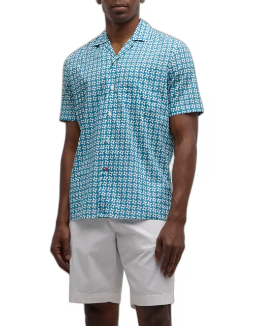 Men's Pinwheel-Print Cotton Camp Shirt