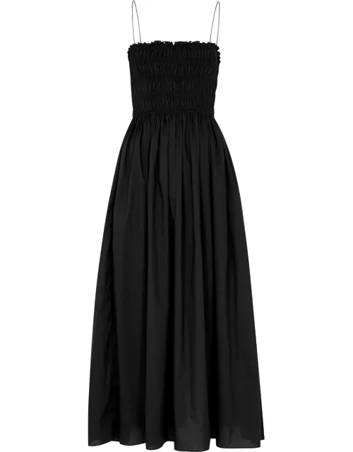 Matteau Smocked Cotton Maxi Dress - Black