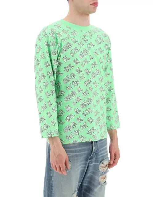 ERL waffle Long Sleeved T-shirt With All-over Print