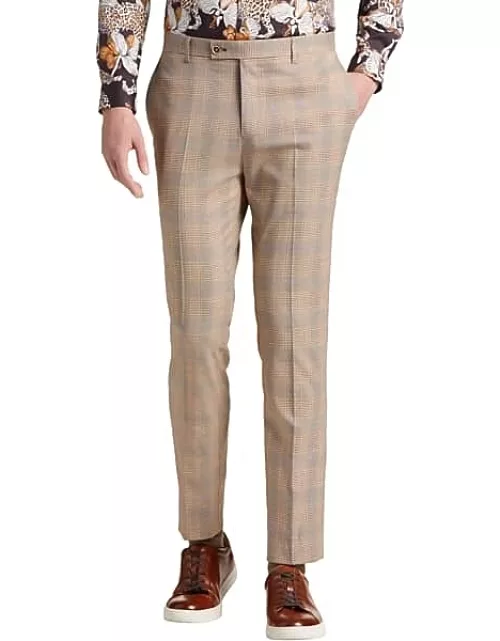 Paisley & Gray Men's Slim Fit Suit Separates Pants Tan/Grey Plaid