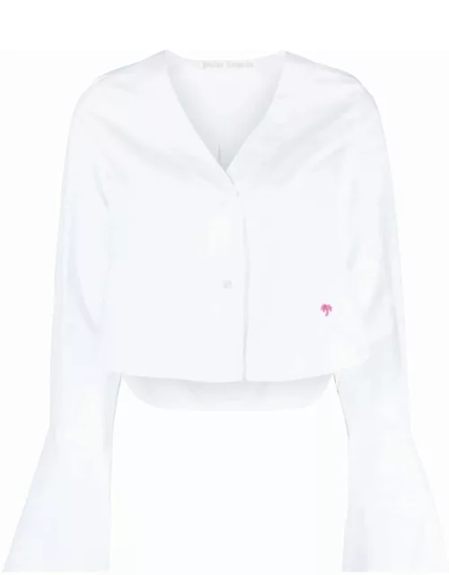 White crop shirt with embroidery