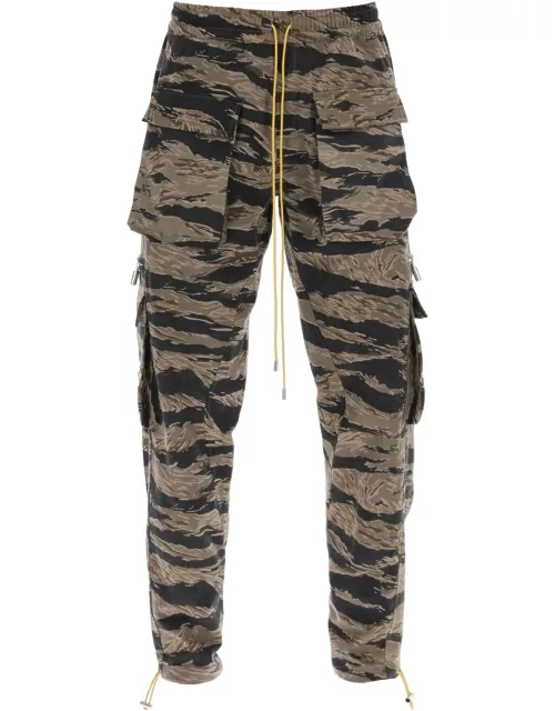RHUDE cargo pants with 'tiger camo' motif all-over