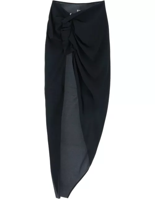 RICK OWENS DRAPED SKIRT WITH SLIT AND TRAIN