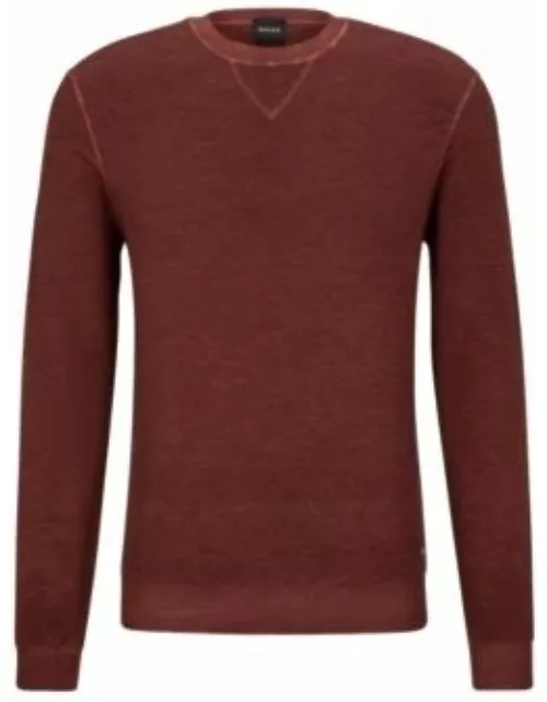 Structured-knit sweater in virgin wool, silk and cashmere- Dark Red Men's Sweater