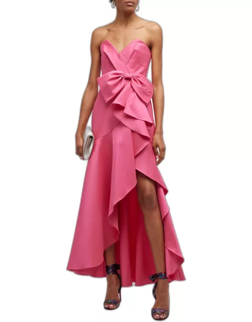 Bustier Side-Ruffle High-Low Dres