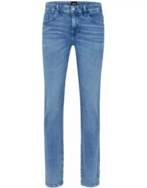 Slim-fit jeans in blue Italian denim- Turquoise Men's Jean