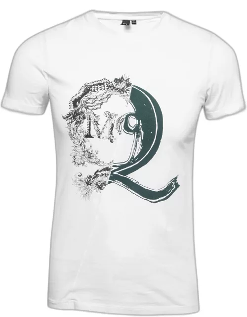 McQ by Alexander McQueen White Logo Print Cotton Crew Neck T-Shirt