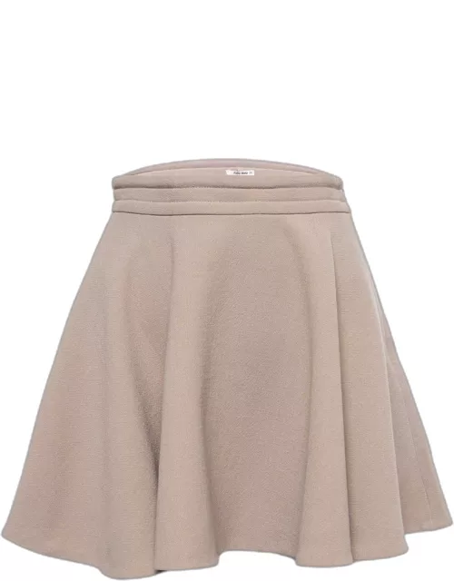 Miu Miu Beige Wool Flared Mini Skirt