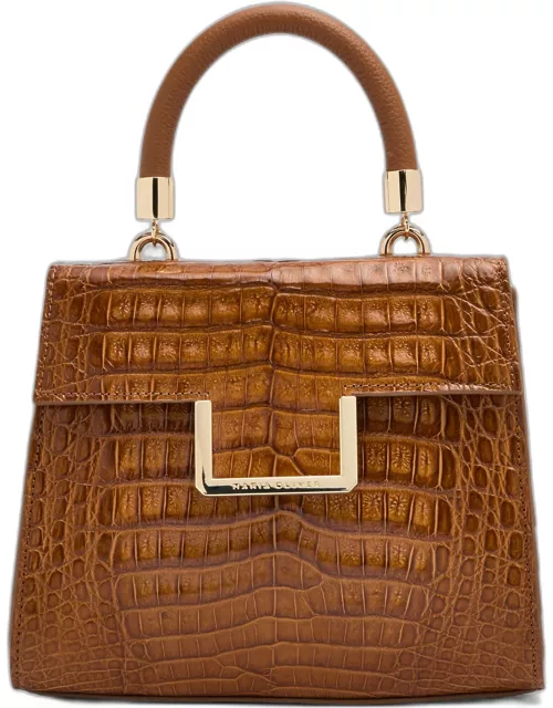 Michelle Small Crocodile Top-Handle Bag with Strap