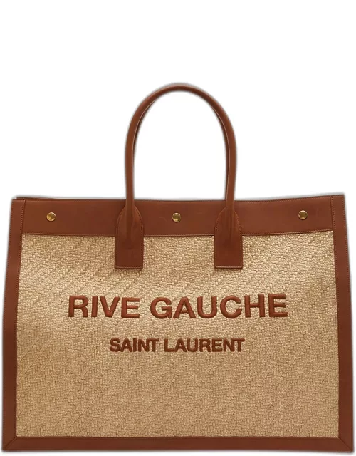 Rive Gauche Tote Bag in Raffia and Leather