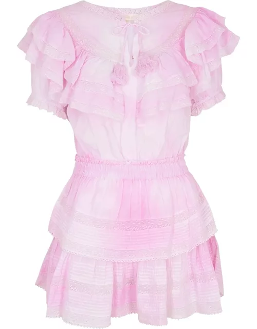 LoveShackFancy Liv Printed Ruffled Cotton Mini Dress - Pink