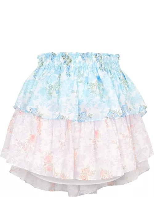 LoveShackFancy Floral-print Silk-satin Mini Skirt - Multicoloured