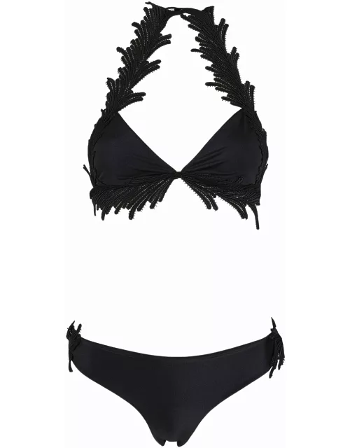Black bikini set with Angel macramé lace
