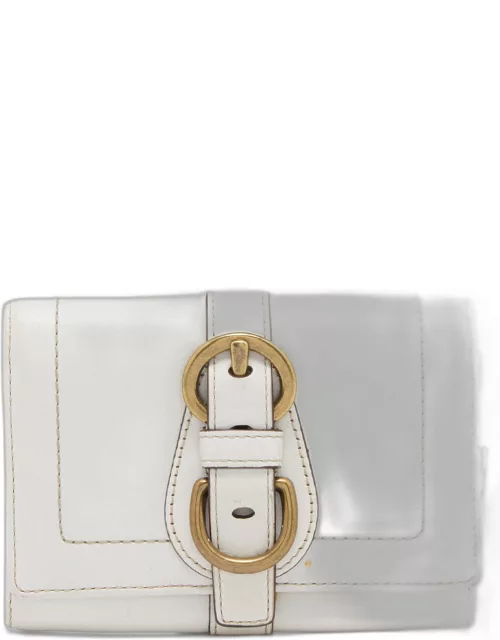 Coach Off White Leather Compact Wallet